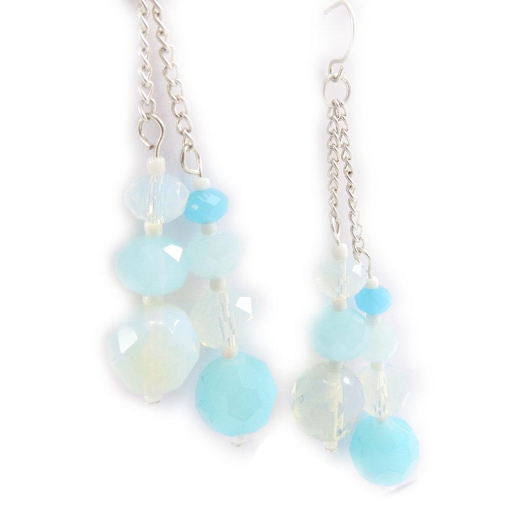 Les Trésors De Lily [J8548] - Opalescent Blue 'Mineralia' Designer Earrings