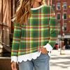 Women's Scalloped Wavy Hem Crewneck Sweatshirt Loose Fit Printed Long Sleeve Pullover Top