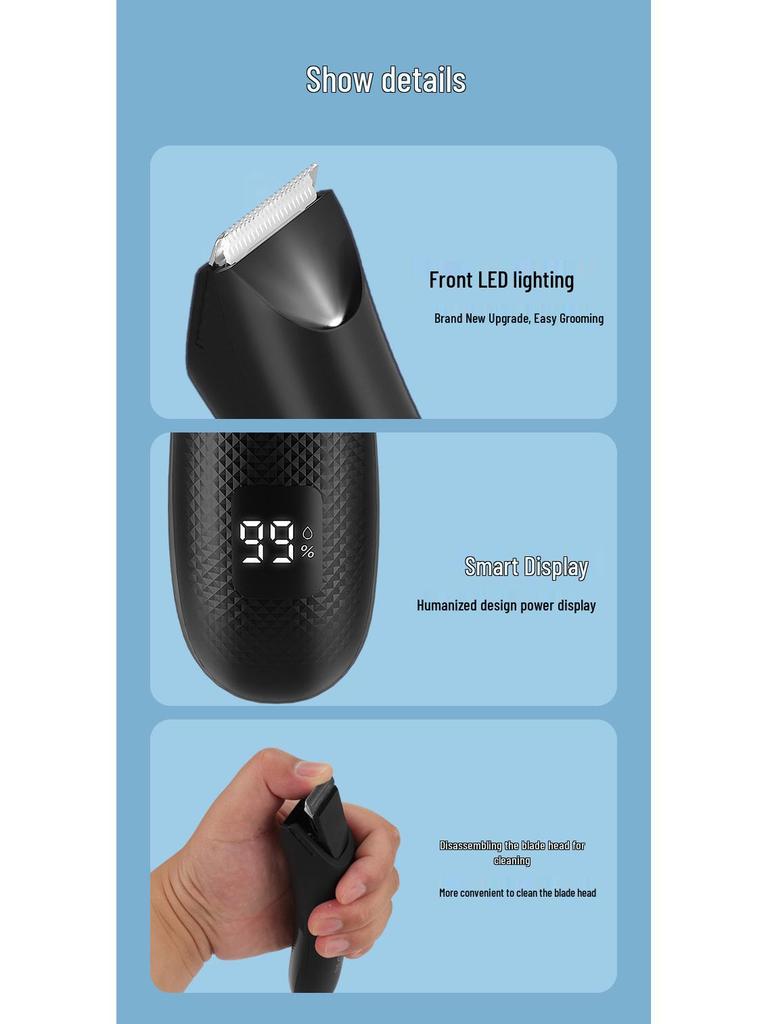 Aparat electric de tuns și ras impermeabil pentru părul corporal pentru bărbați și femei