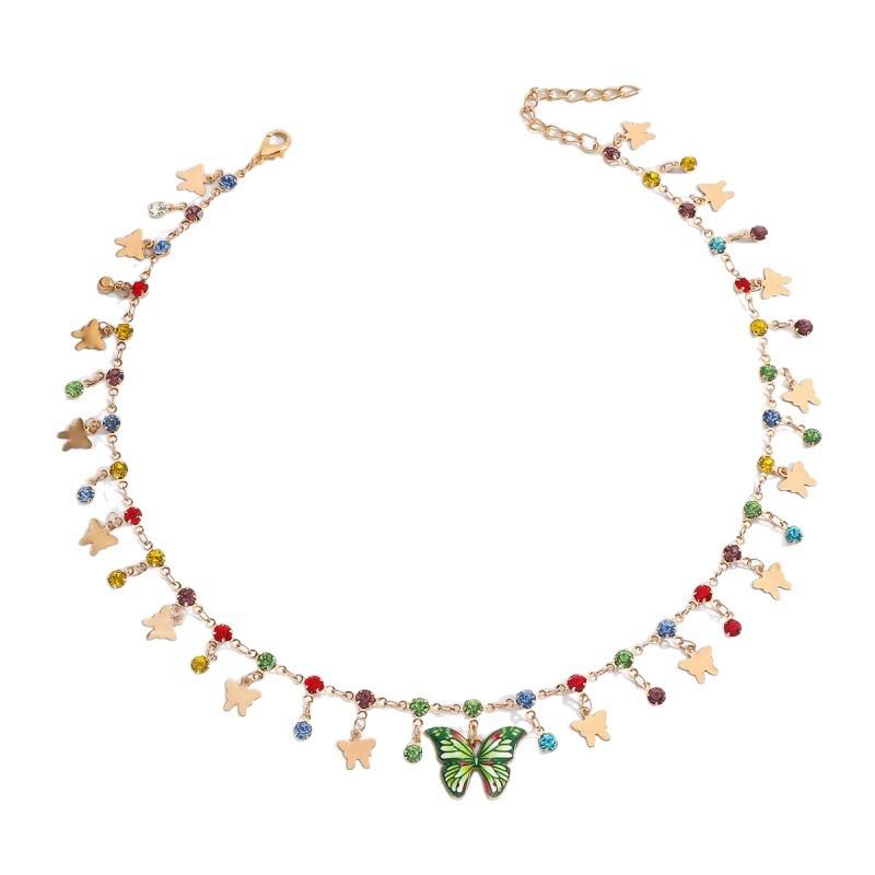 Dopamine Color Butterfly Necklace Female Tassel Clavicle Chain Design Neck Chain Accessories