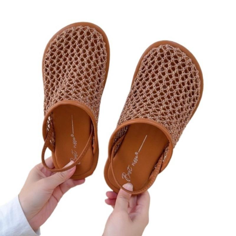 Fashion Women Flats Mesh Mules Shoes Summer Weave Shoes for Woman 2025 New Casual Sandals Designer Walking Flip Flops Fad Rome Sandalias