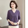 Middle-aged and Elderly Women's Autumn Short-sleeved High-end Ice Silk Tops, Thin Medium-sized Mother Clothes, and New Spring Clothes Shirts.