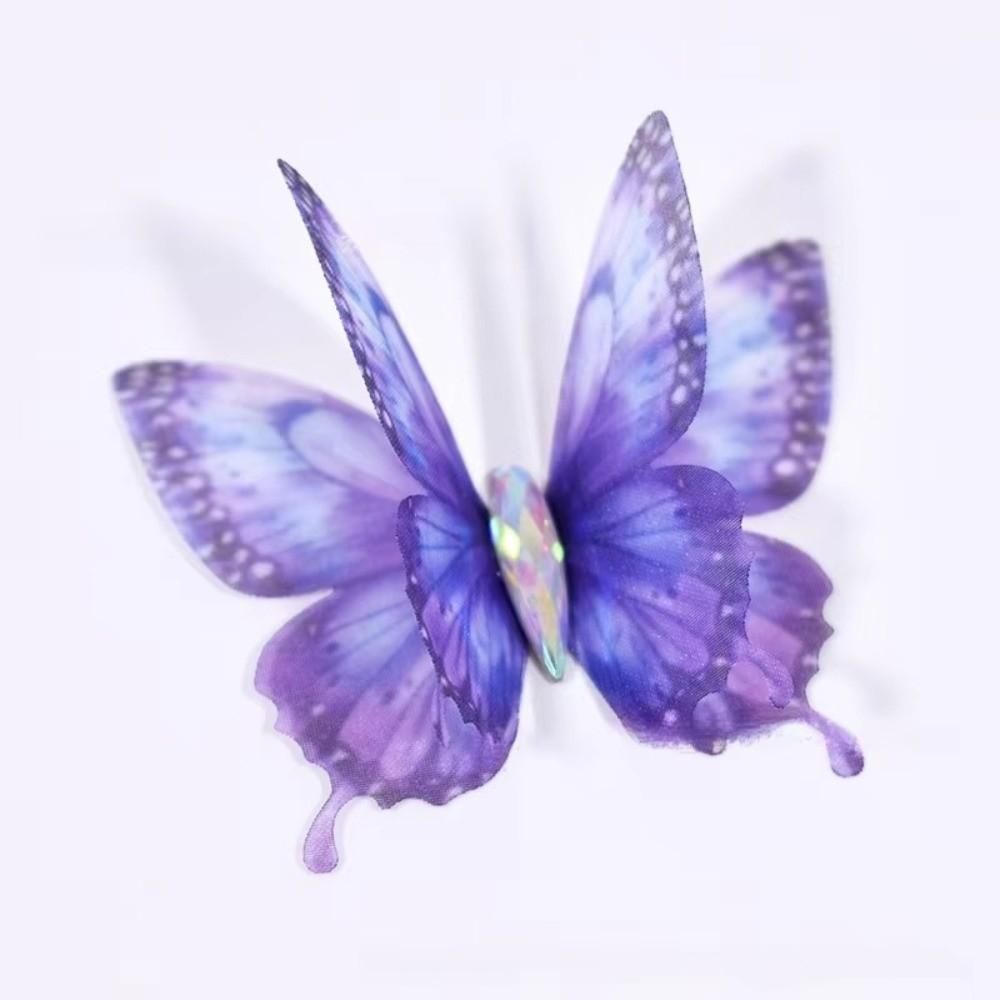 50Pcs 3D Organza Fabric Butterfly Appliques Colorful Double-layer Chiffon Tulle Butterfly Patches Translucent