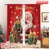 2pcs 2D Flat Printing Merry Christmas Popular Party Window Curtains Merry Christmas Santa Gifts Polyester Without Electricity