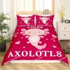 Cartoon Axolotl Bettbezug King Queen Size Kinder Mädchen Jungen Niedlich Regenbogen Meereslebewesen Tier Reptil Polyester Bettwäsche-Sets