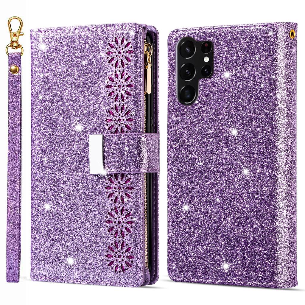 Etui do Samsung Galaxy S26 Ultra Gwieździste Niebo Rzeźbione Skórzany Portfel Pokrowiec na Telefon z Paskiem na Nadgarstek