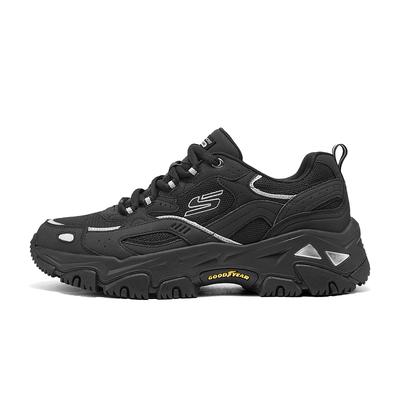 DLites Hiker Tissu Cuir Synthétique Confortable Mode Durable Équilibre Hauteur Augmentée Basse Dad Shoes Baskets Homme Noir 237423-BKSL