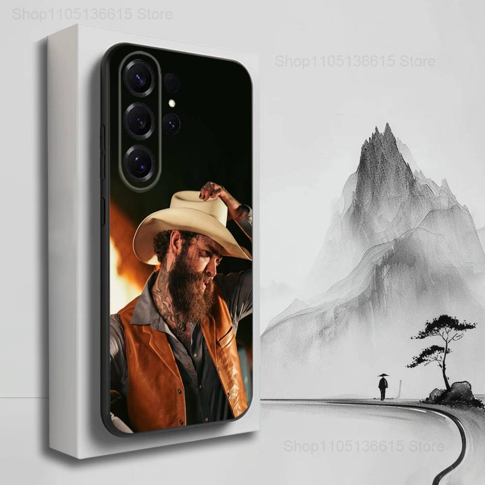 P-Post M-Malone Singer For Samsung S9,S10,S20,S10,S21,S25,S24,S23,Ultra,FE,Plus,Lite,Soft Silicone Black Case