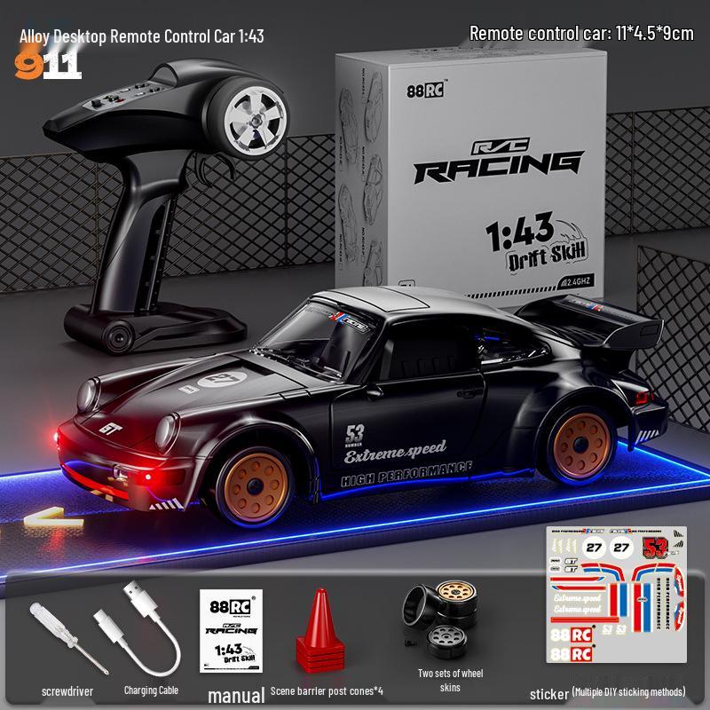 1:43 Scale Alloy Drift RC Car with Openable Doors - Mini Desktop Remote Control Toy