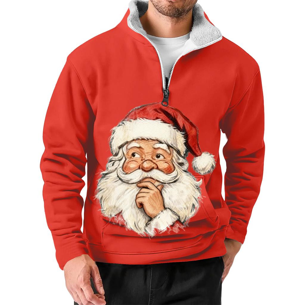 Pánská vánoční mikina se stojáčkem, horký prodej, venkovní ležérní top s límcem