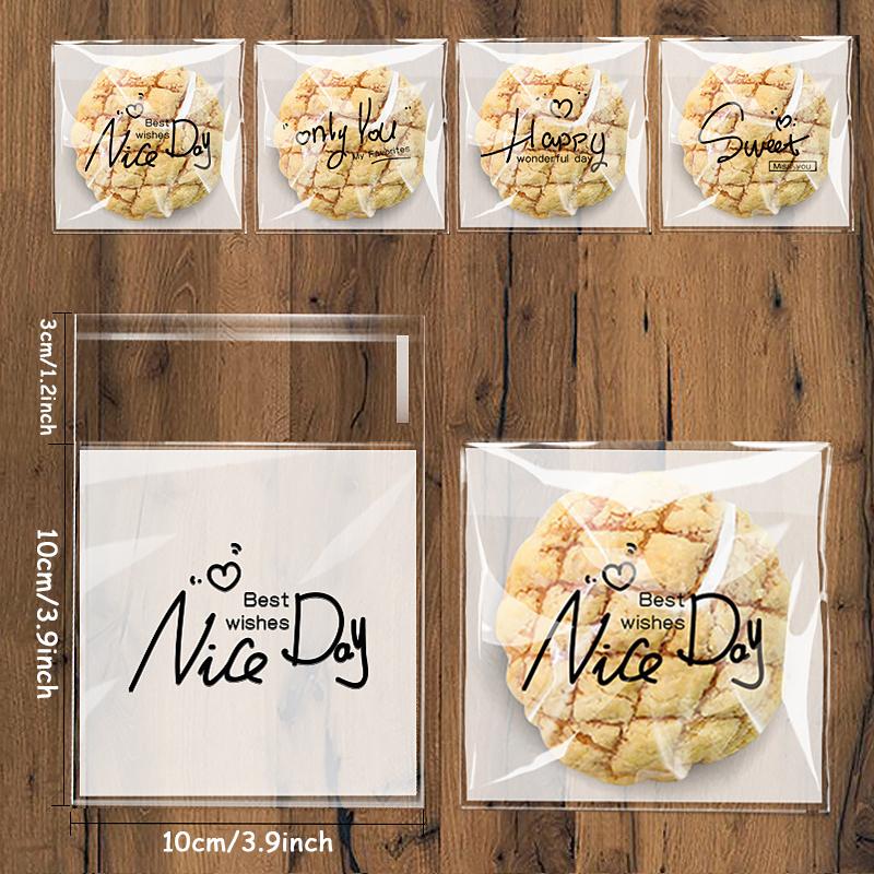 100pcs Transparent Plastic Self-adhesive Bag Have a Nice Day Candy&Cookies Bags Small Pouches Gifts Bag Wrapping
