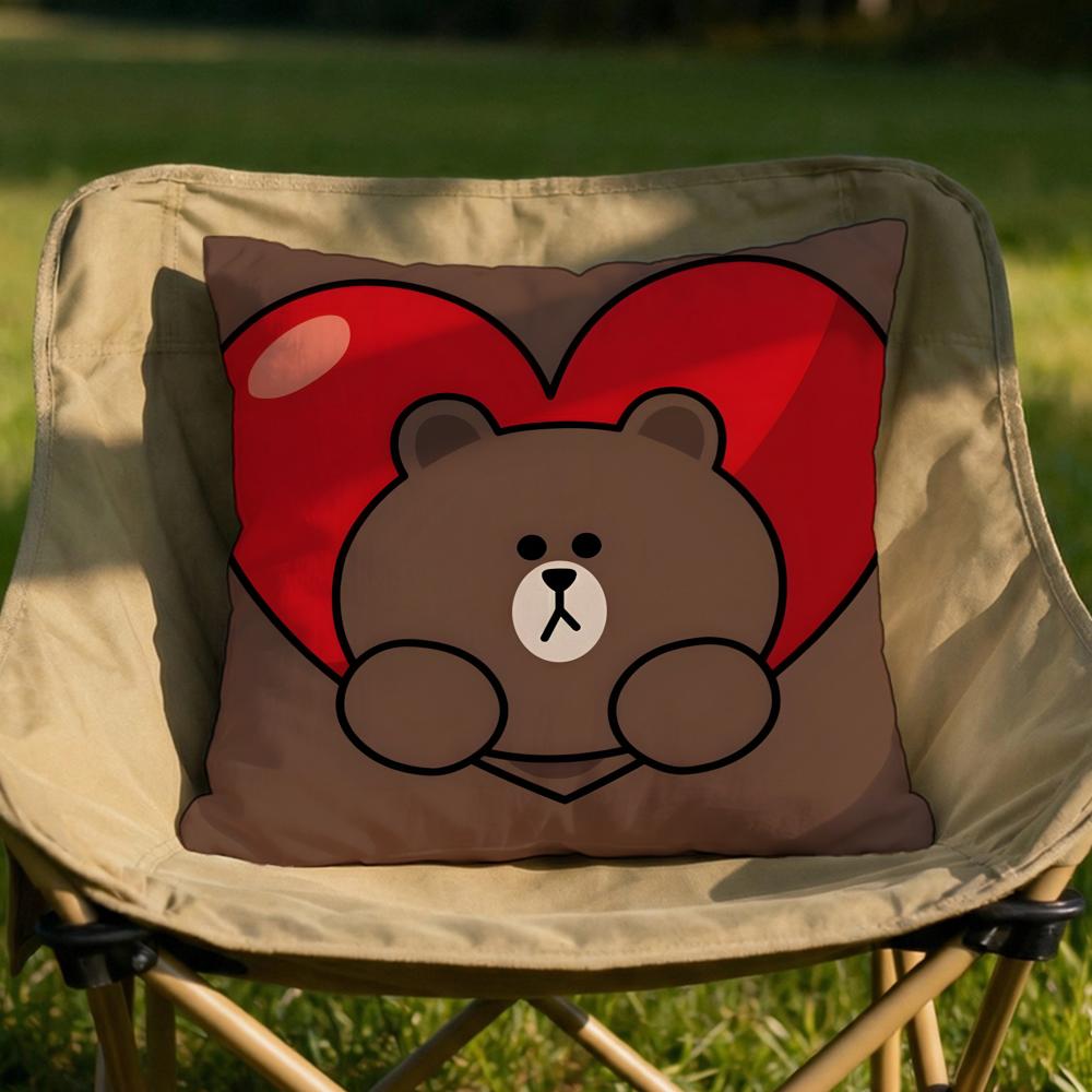 Character Cartoon Bear Cushion Cover Soft Reversible Durable Pillow Cover MultiScene Use for Home Car Daily Comfort