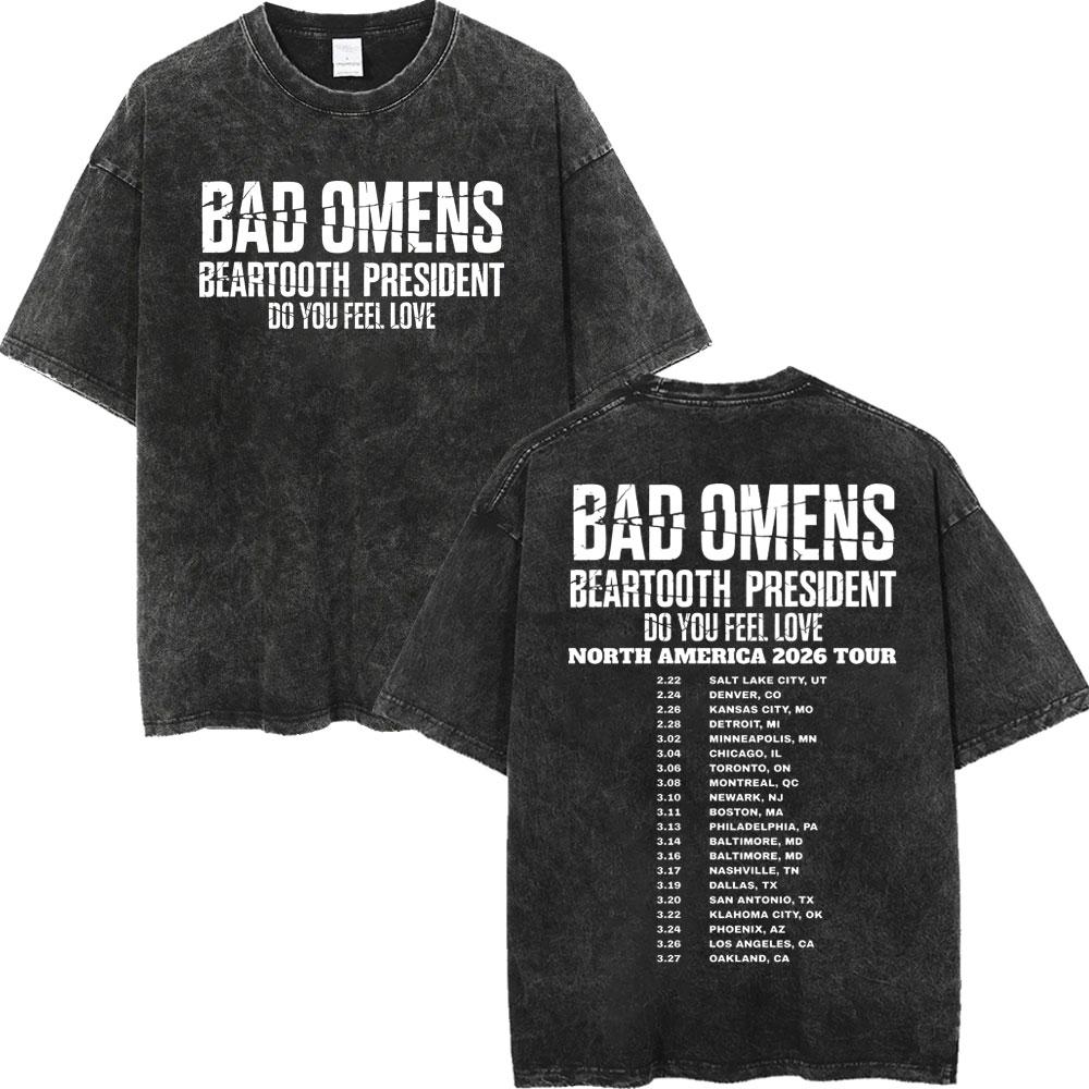 Vintage Washed Bad Omens Tour Merch T Shirt High Quality Fashion Oversized Tshirt Men Women Casual Short Sleeve Tshirts