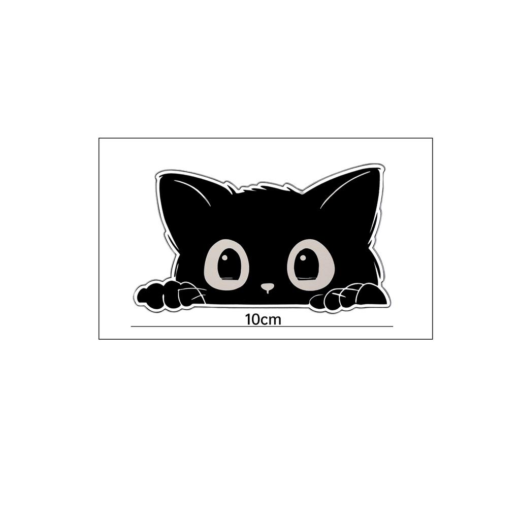 1/2pcs PVC Car Sticker Poor Cat Is Stealing with Big Eyes Watch Vinyl Car Styling Cover Waterproof Decals Interior Accessories