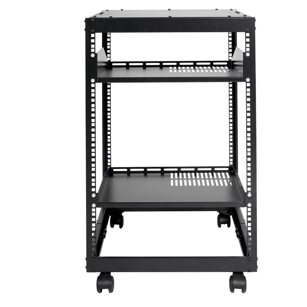 15U Open-Frame Server-Rack, 15''-40'' Verstellbare Tiefe, Freistehendes oder Wandmontage-Netzwerk-Server-Rack, 4-Pfosten AV-Rack mit Rollen, Bietet Platz für Ihr gesamtes