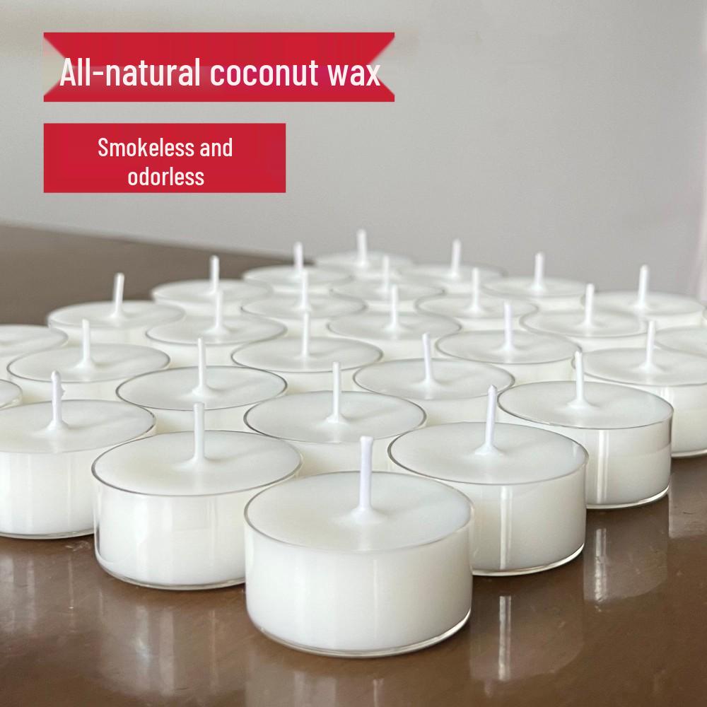 Natural Coconut Wax Tea Offering Candles: Smokeless, Odorless, Aromatherapy Enhancing, Ideal for Buddha Rituals and Home Atmosphere.