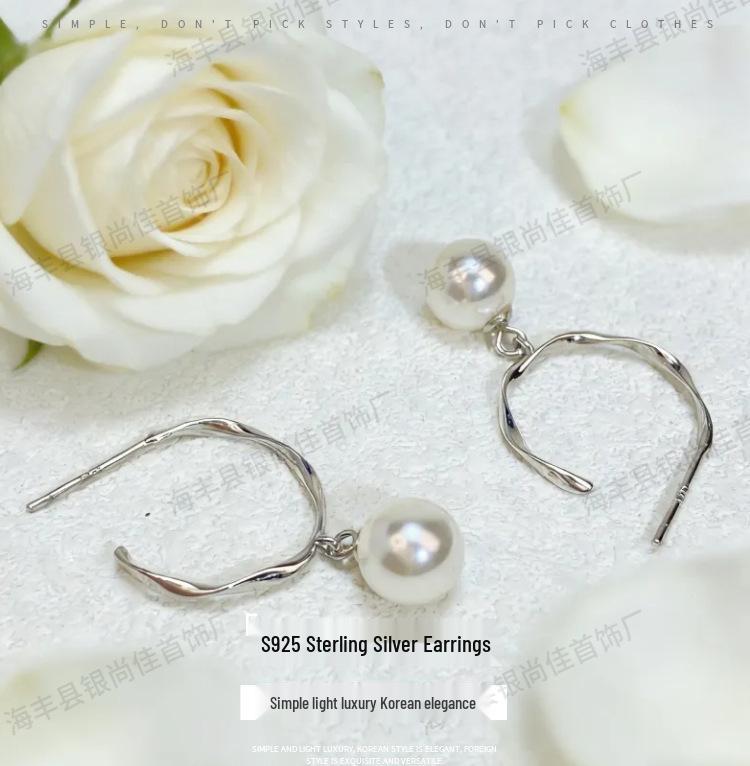 S925 Sterling Silver Pearl Dangle Earrings - Elegant, Lightweight, and Fashionable