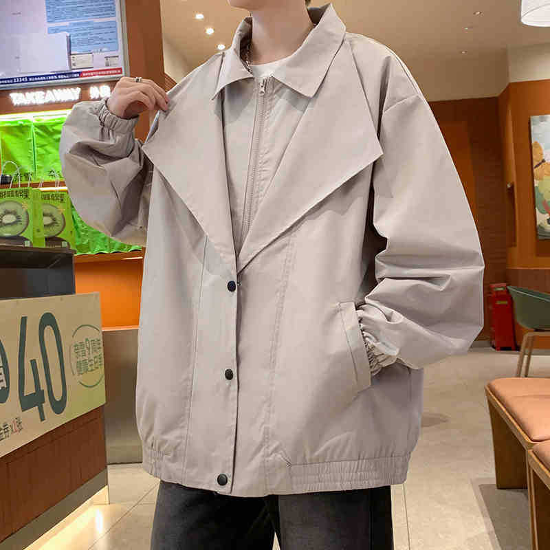 

Мужская весенняя новая свободная повседневная куртка высокого класса, имитирующая куртку из двух частей 5XL