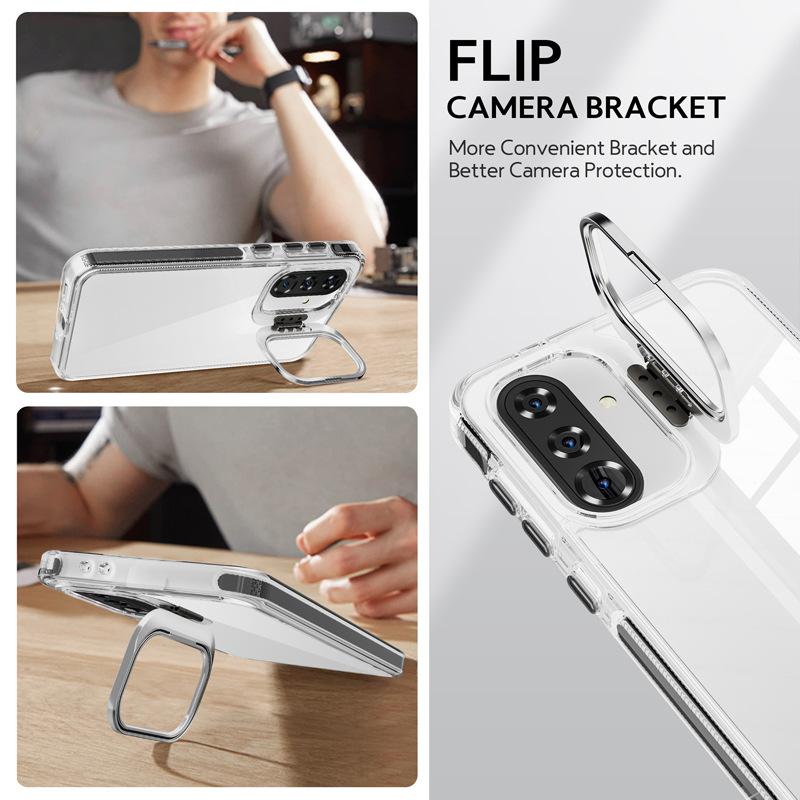 Applicable To Samsung A36/A56 Acrylic Transparent Mobile Phone Case A26 Metal Frame Invisible Bracket Mobile Phone Case