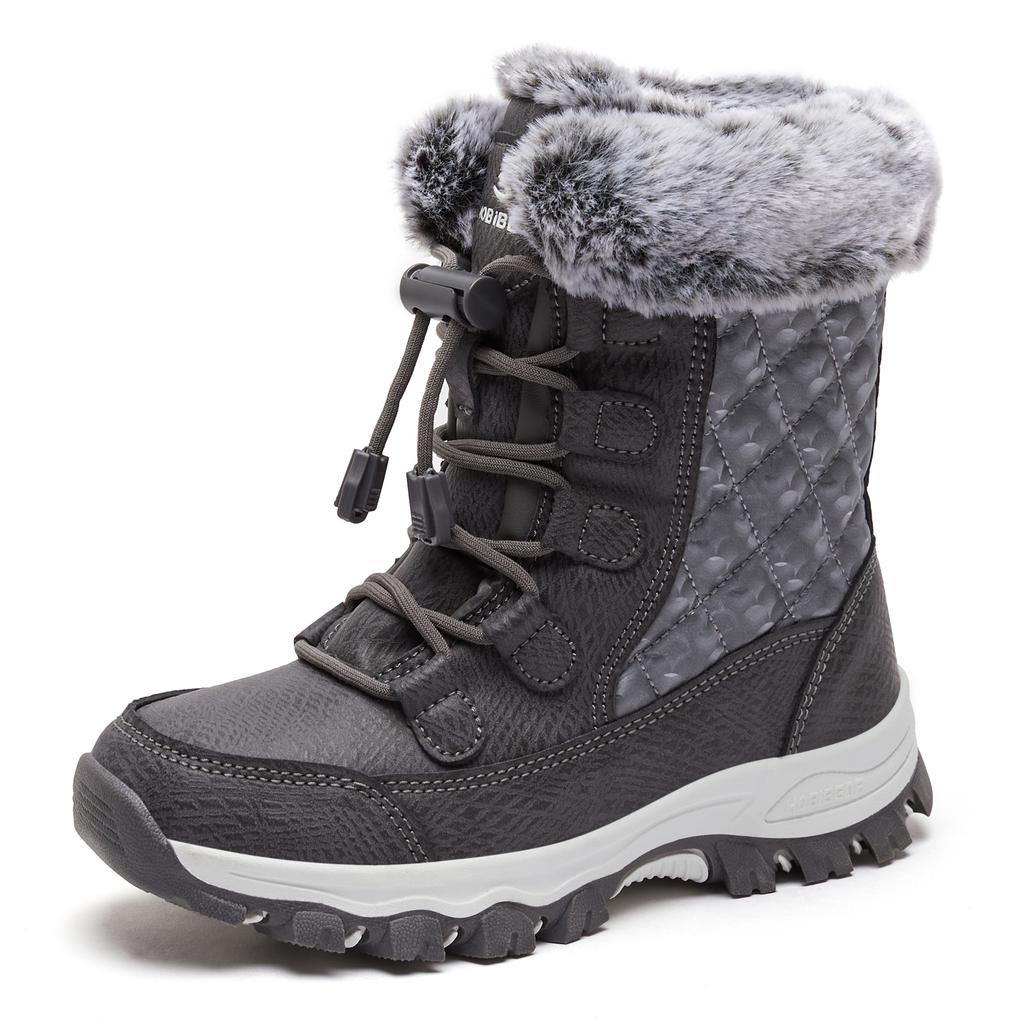 HOBIBEAR Kids Snow Boots Waterproof Outdoor Winter Shoes Warm Faux Fur Lined Elastic Band Boots