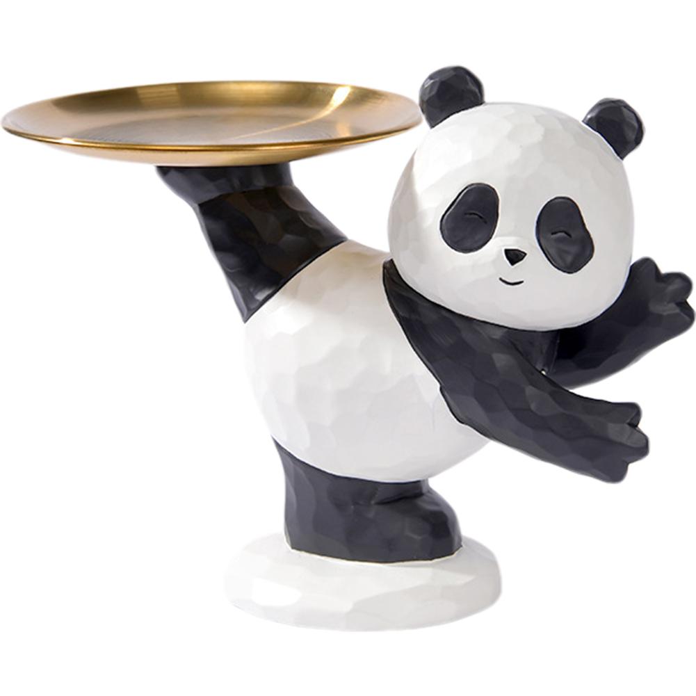 

Panda Tray Ornaments Resin Panda Organizer Tray Creative Animal Sculpture Storage Tray for Living Room Hallway Home Decoration