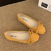 Women Elegant Round Toe Ballet Flats With Butterfly Knot Shallow Slip On Shoes