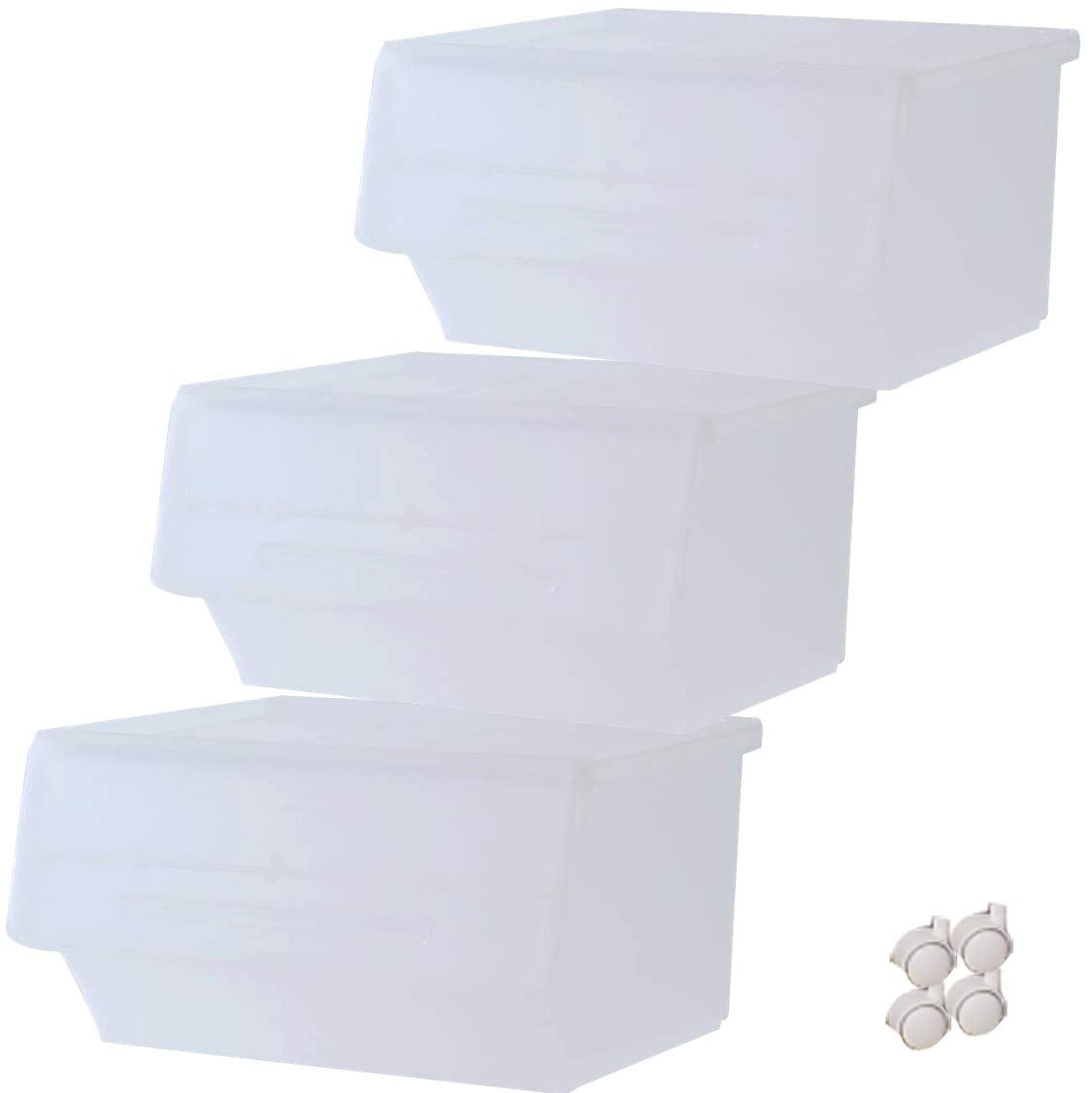 dans Boîte de rangement avec ensemble de froq avec couvercle peut être fixé lorsque largeur 57 x profondeur 46 x hauteur 31 fini transparent [Yamazen] [Fabriqué au Japon] couvercle, 3, large, profond,