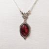 Retro Red Quartz Crystal Silver-Plated Pendant Necklace