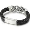 Punk 316L Stainless Steel Skull Bracelet for Men Vintage Men's Braided Leather Rope Chain Wrap Bracelets Massive Male Jewelry