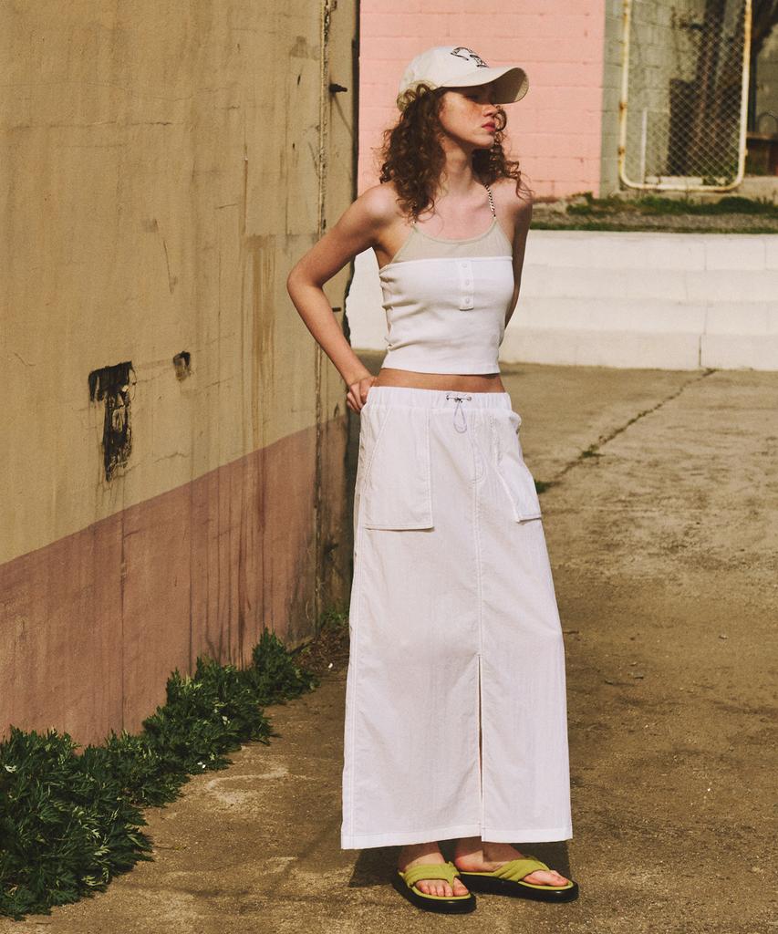 Etmont Pocket Stitch Maxi Skirt, White