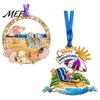 Summer Vacation Souvenirs Beach Christmas Ornaments, Themed Tree Hanging Decoration, Acrylic Decorative Lanyard for Walls Slipper Shell Starfish Chair