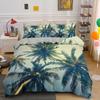 Tropical Botanical Leaves King Queen Duvet Cover Green Palm Leaves Polyester Bedding Set for Kids Teens Adults with Pillowcase