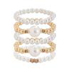 Exaggerated Pearl Stacked Bracelet Set, Temperament Large Round Beaded Beaded Slightly Inlaid Bracelet Jewelry