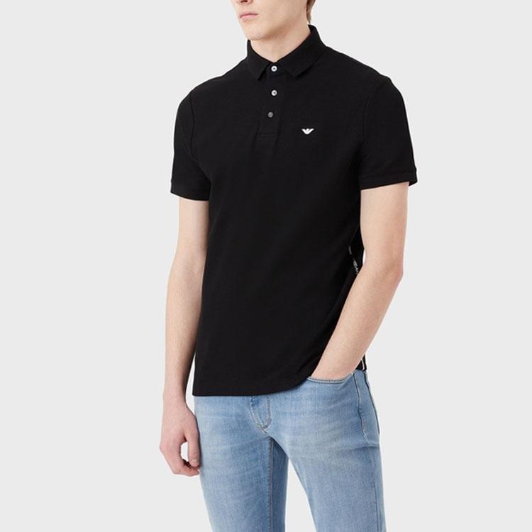 Emporio Armani Ss23 Solid Color Logo Print Straight Casual Short Sleeve Polo Shirt Men Polo Shirts Black 3R1F67-1JCYZ-0093