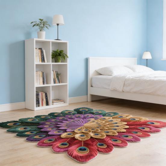 Yousheng Peacock Indoor Door Mat Non Slip Front Door Mat Peacock Animal Feathers Floor Area Rug for Entryway Living Room Bathroom