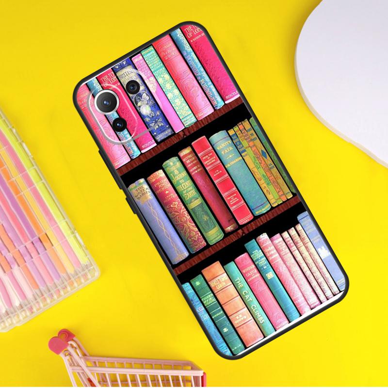 Vintage BOOK Bookworm Bookshelf Cover For Xiaomi 14 13 Ultra 11T 12T 13T 14T Pro POCO X7 Pro X3 X5 F3 F5 F6 M6 X6 Pro Case