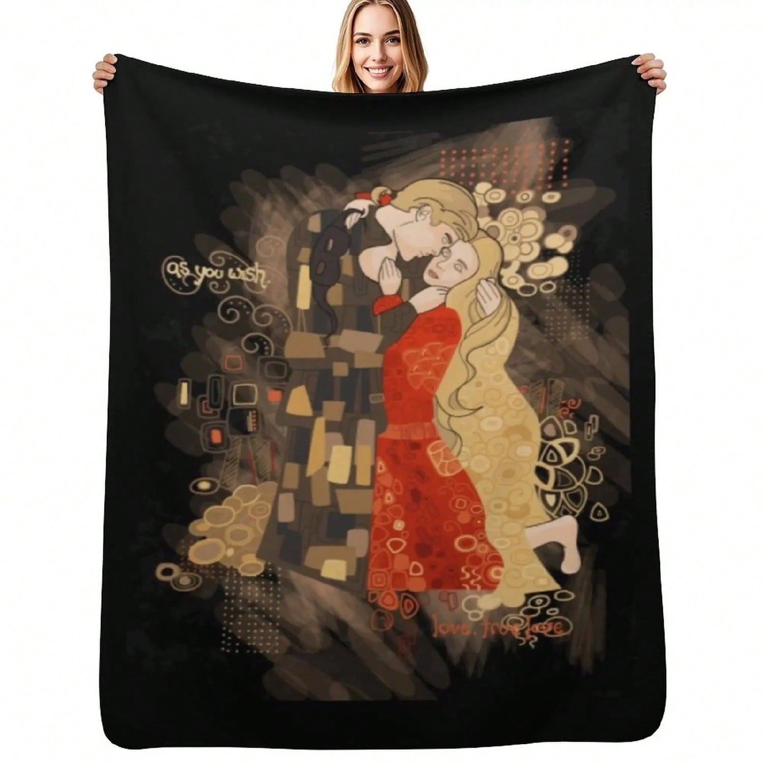 Princess Bride T-ShirtThe Invention Of The Kiss Throw Blanket Soft Flannel Fabric Large Personalized Gift Blankets S разноцветный
