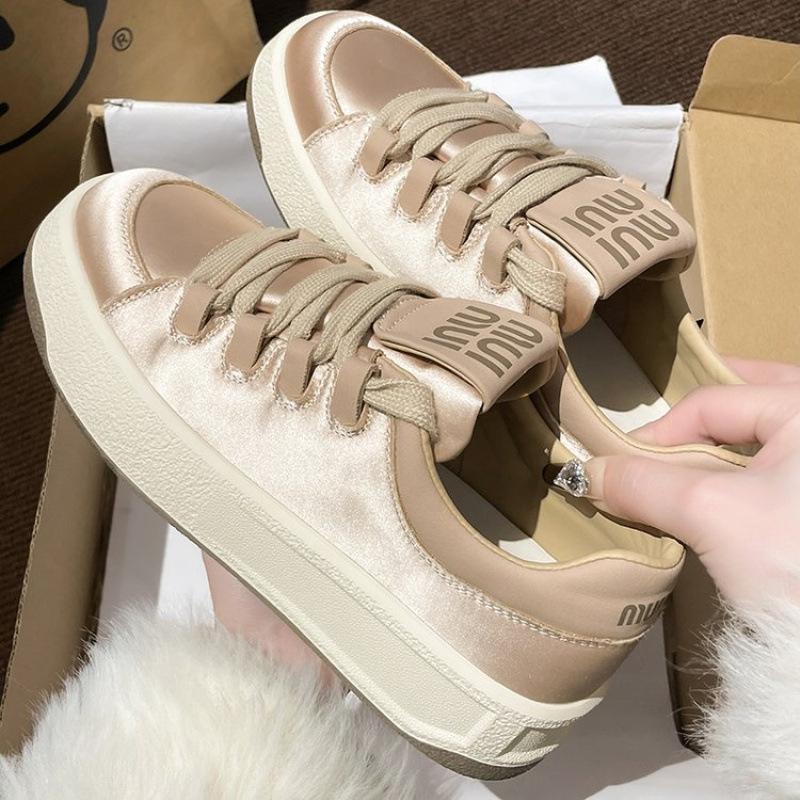 

Весна и осень, новый стиль, модная, удобная и повседневная простая износостойкая и дышащая женская обувь на толстой подошве 39 золотой