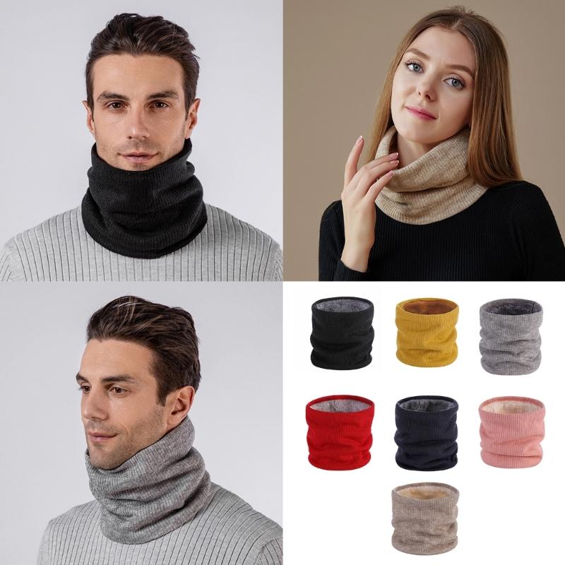 Fashion Knitted Neck Warmer with Thermals Thicken Lined Windproof Neck Scarf Neck Gaiter Face Cover for Men Women
