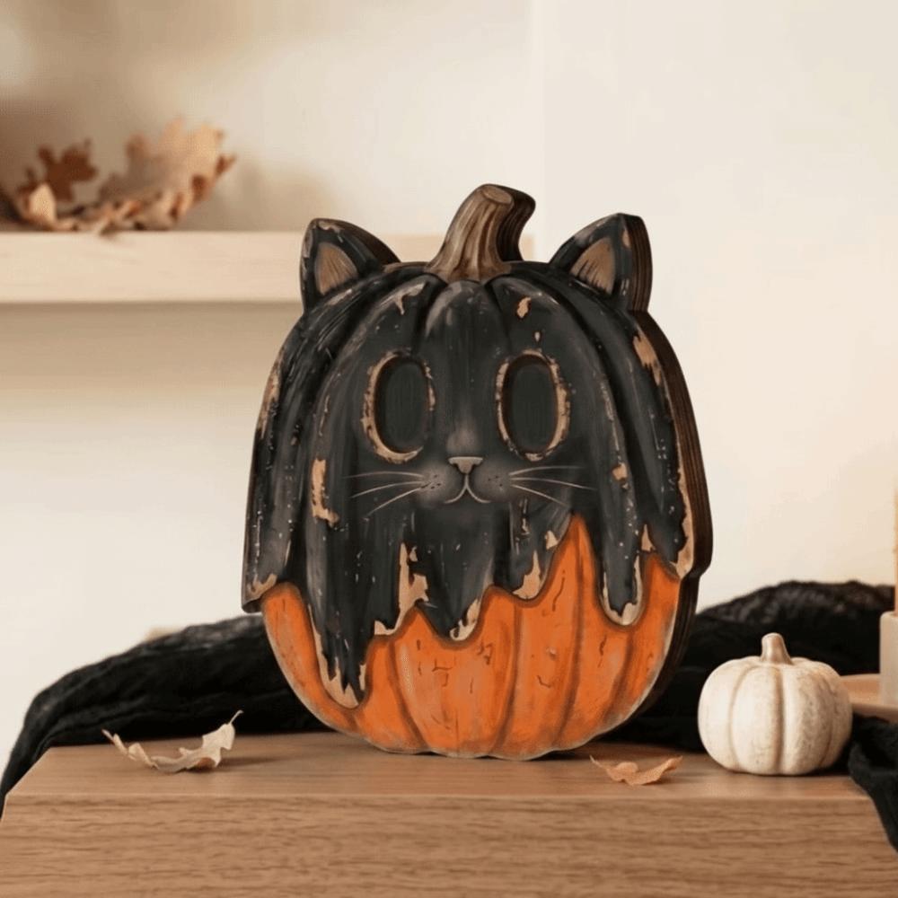 Cartoon Halloween Pumpkin Figurine Ghost Pumpkin Table Ornament  Harvest Season