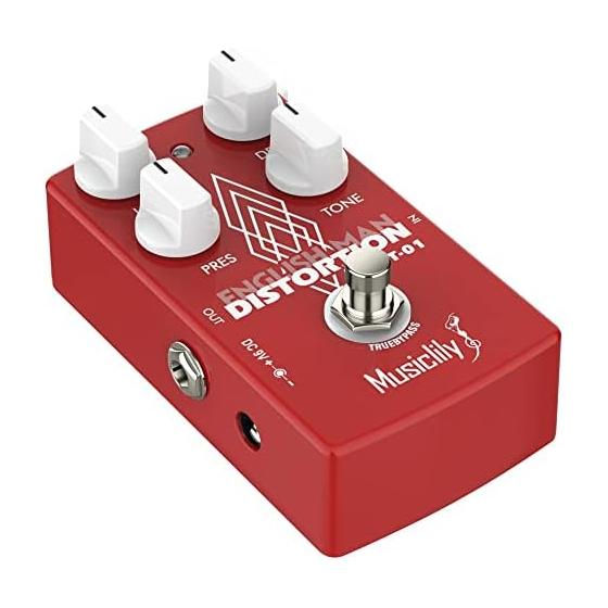 Musiclily Pro Classic English Distortion Guitar Effector DC 9V Adapter Power Supply True Bypass for Electric Guitar/Bass, Classic English Distortion