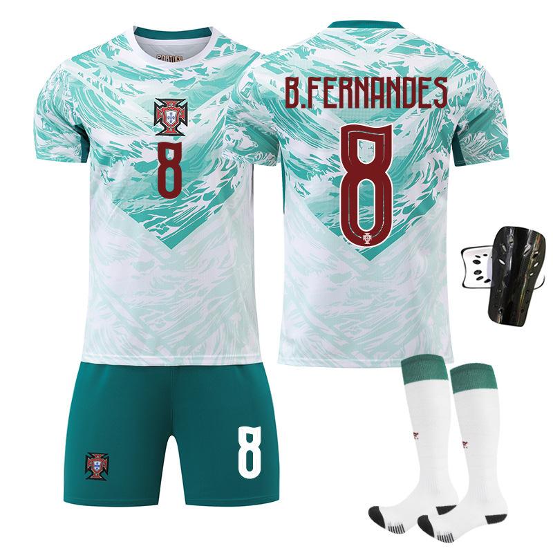 World Cup Portugal Away Football Jersey No. 7 Short-Sleeved Jersey Set Green Shorts