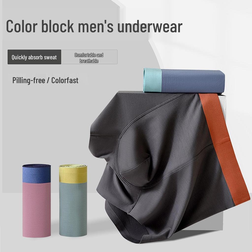 Men's Color Block Modal Underwear: Comfortable, Breathable, Antibacterial Seamless Boxer Briefs for Summer