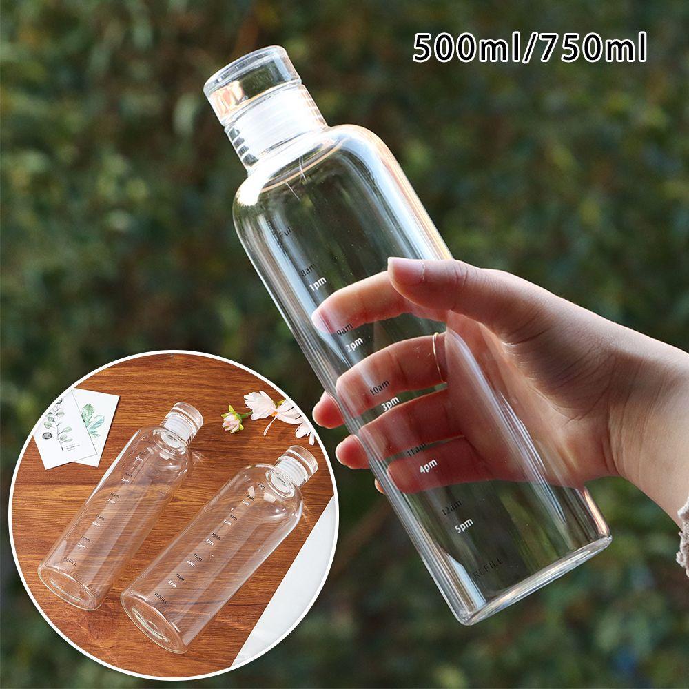 

Drink Bottle Glassware Fitness With Time Marker Transparent Travel Sports Glass Water Bottle 500ml