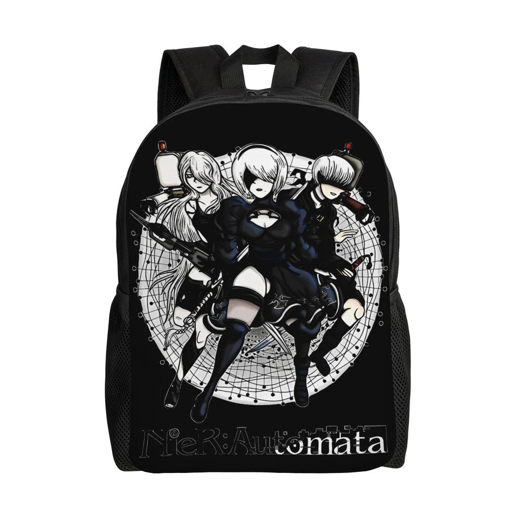 NieRs 2B Japan Ink AO DEN Backpack for Men Women Teenage High School Business Daypack Laptop Shoulder Bag with Pocket