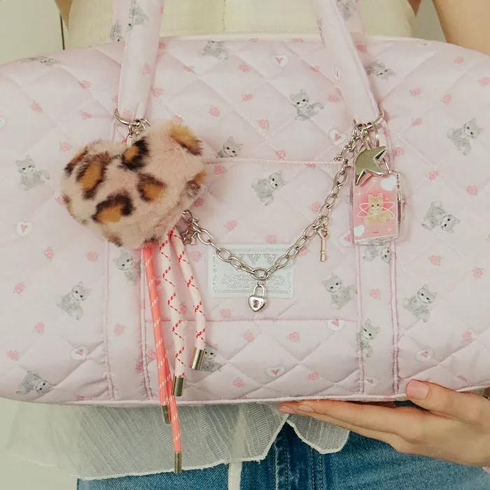 Heart Leopard Rope Chain Keyring _ Pink