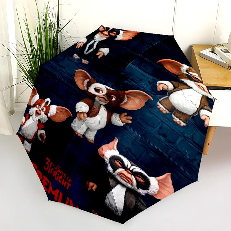 Fierce Gentle Gremlins Folding Umbrella Suitable For All Seasons Travel Sun Umbrella Three Folds Umbrella