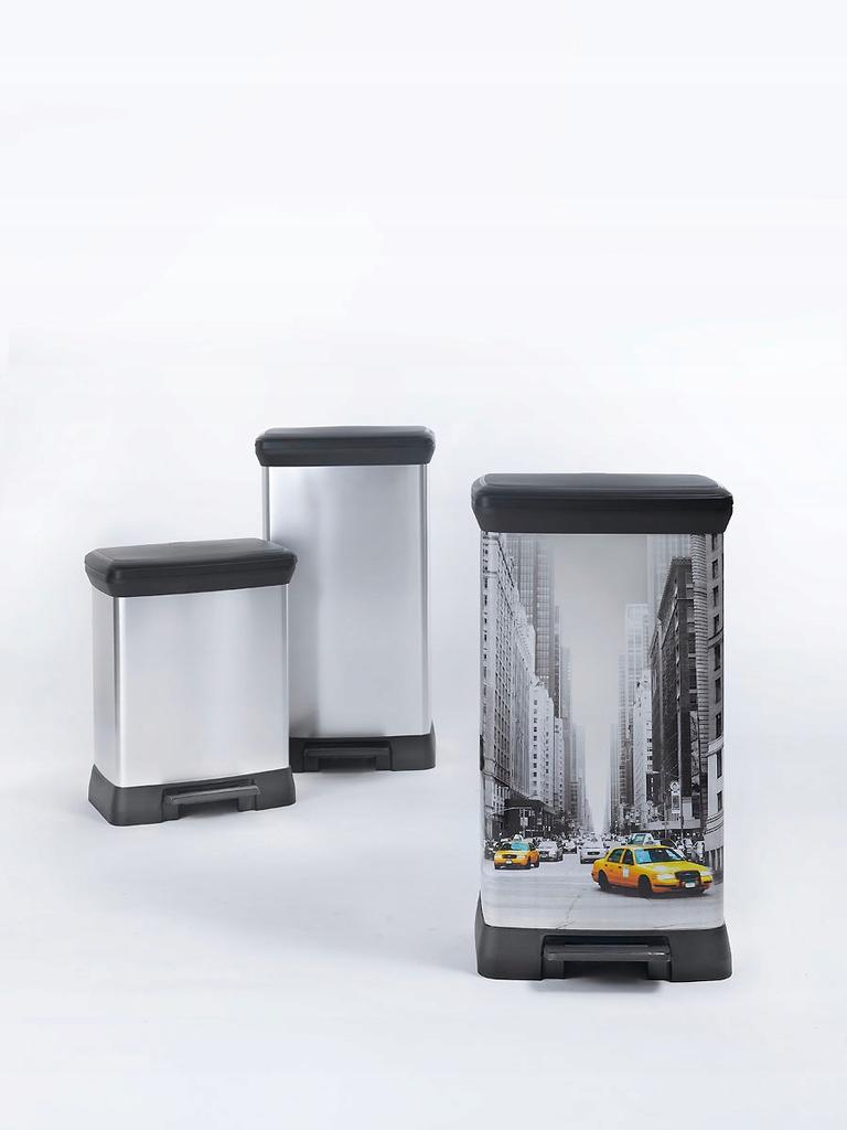 CURVER Mülleimer metallisiert mit Pedal 50 L