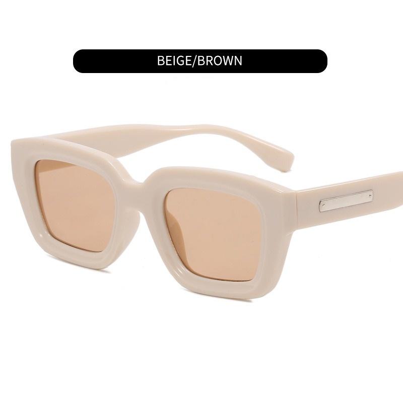 Retro Square Thick Frame Sunglasses Fashion Traver Shades Ins UV400 Protection Sun Glasses Traver Sunscreen Eyeglasses