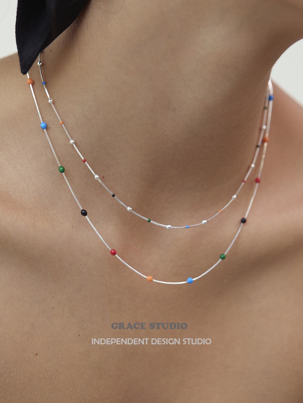 

Капающее масло Дуду ожерелье из бусин, простая и модная универсальная цепочка на ключицу, нишевый темперамент, женские ювелирные изделия высокого класса